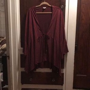 Chic tie front jacket with bell sleeves